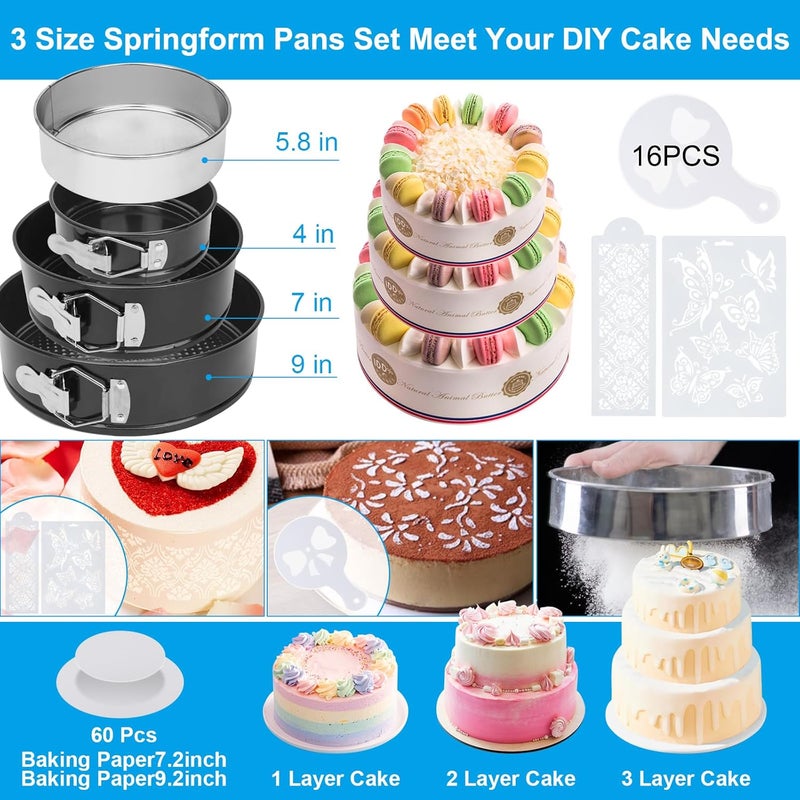 Ranchitel Cake Decorating Kit, 594 Pcs Cake Decorating Supplies with 3 Springform Pans, Cake Carrier, Turntable, Piping Bags Tips for Beginner Professional Mothers Day Gifts for Mom - Image 2